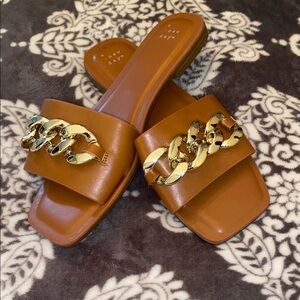 a new day Brown Sandals with Gold Chain
